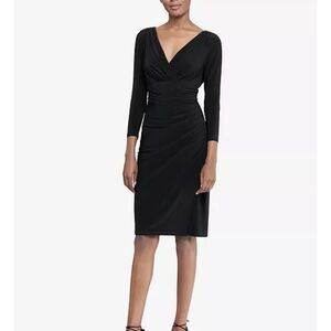 Lauren Ralph Lauren Long Sleeve Faux Wrap Sheath Dress Size 8